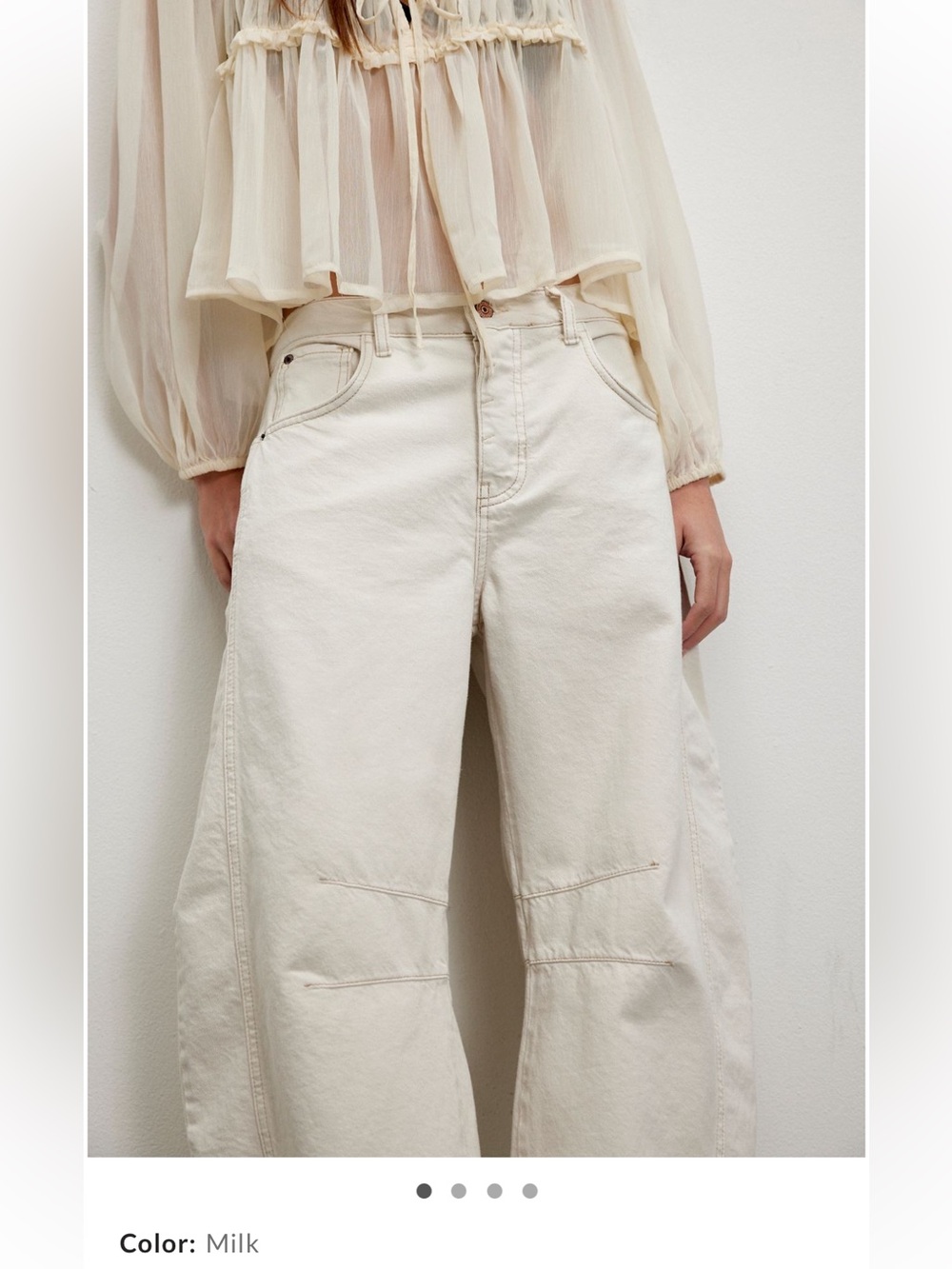 Free People Mid Rise Barrel Jean (color milk)